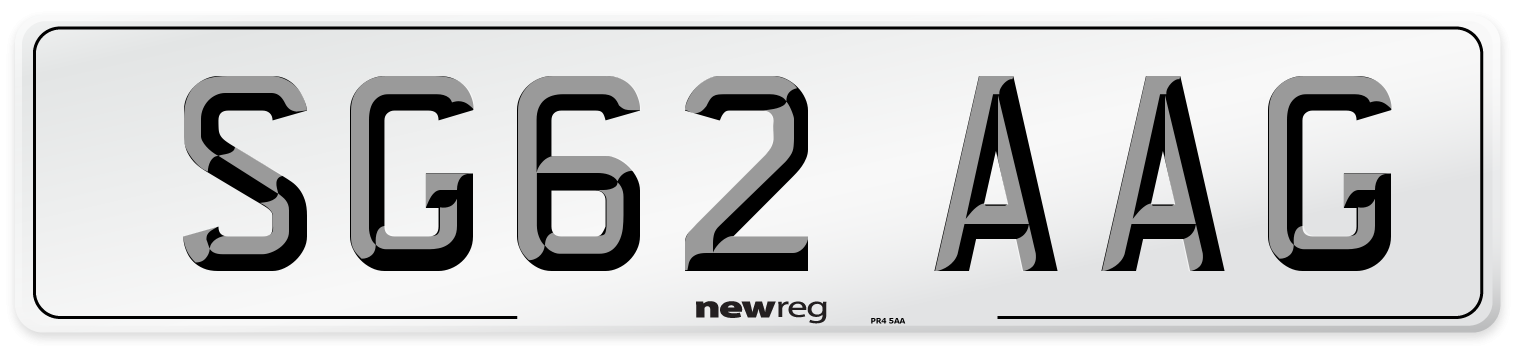 SG62 AAG Number Plate from New Reg